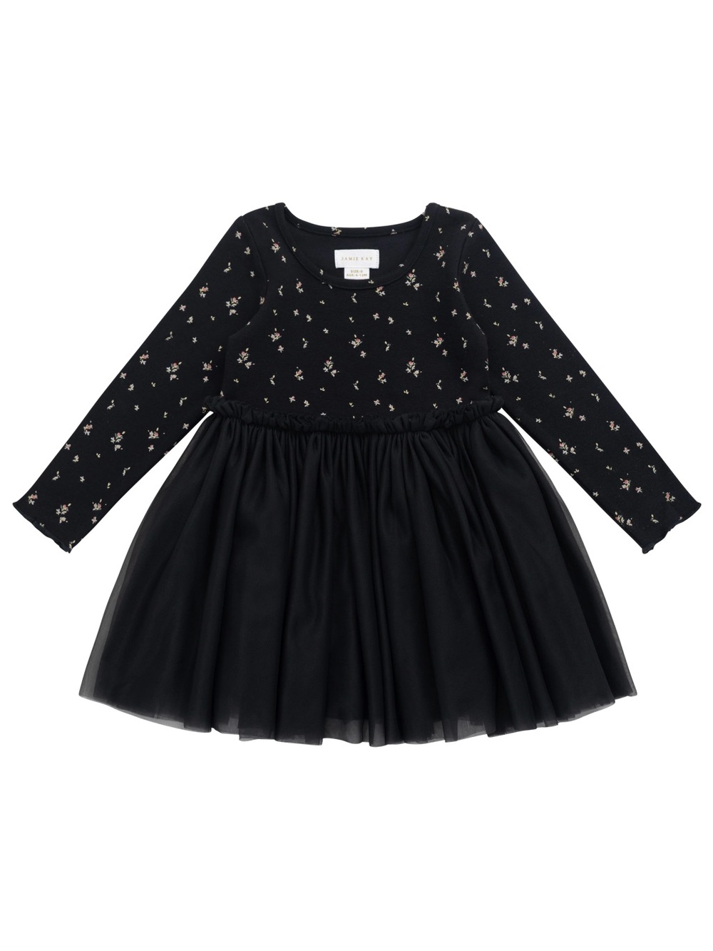 Jamie Kay Black Floral Knit Anna Tulle Dress Dina Ebony